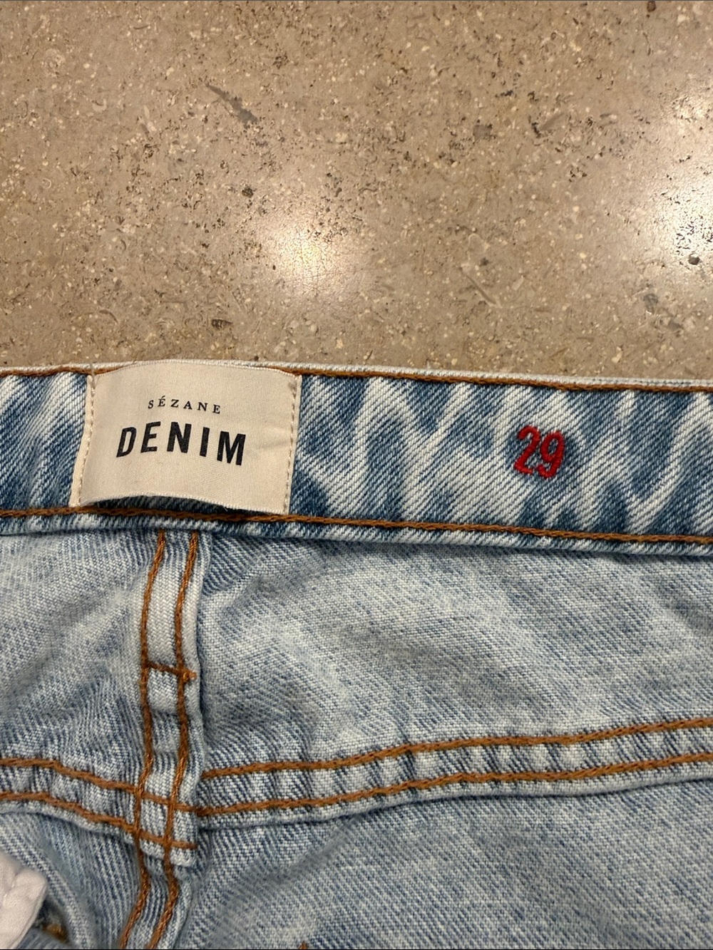 Sezane Women's Straight Leg Jeans in Light Acid Wash Blue - Picture 6 of 7
